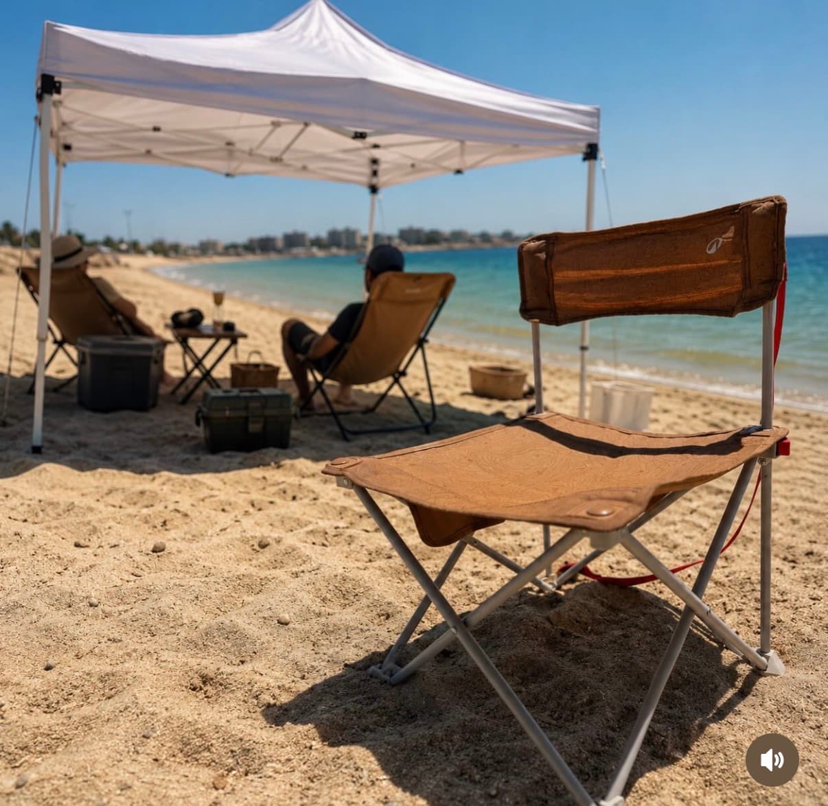 SAJI beach setup with chairs and umbrella